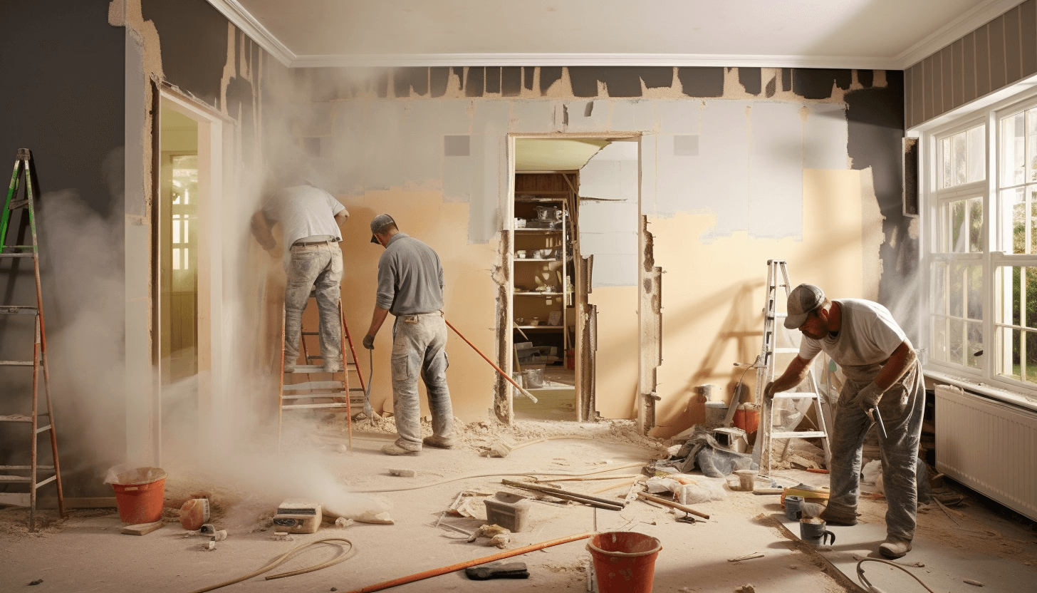 builders working on London house renovations