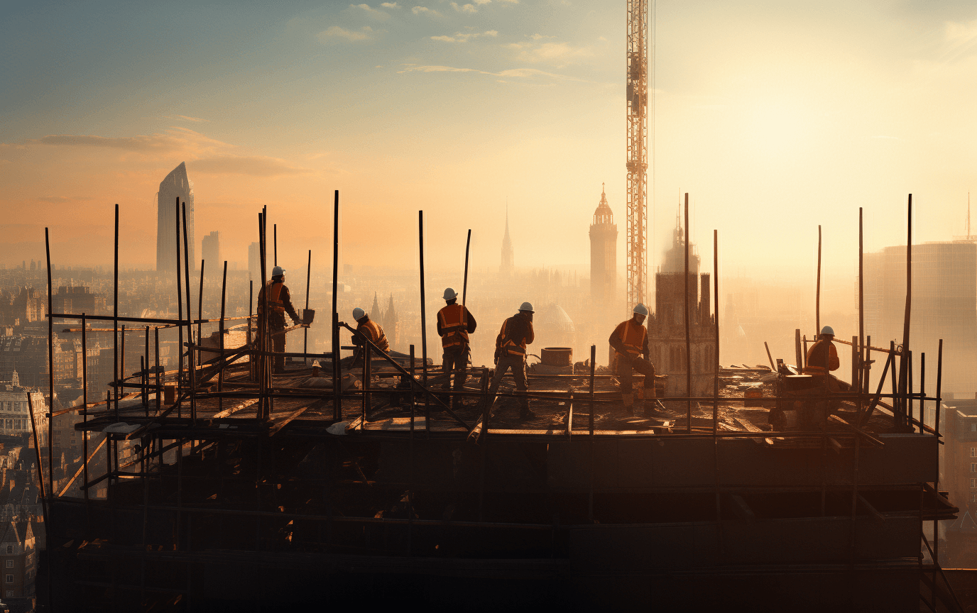 builders working on a roof